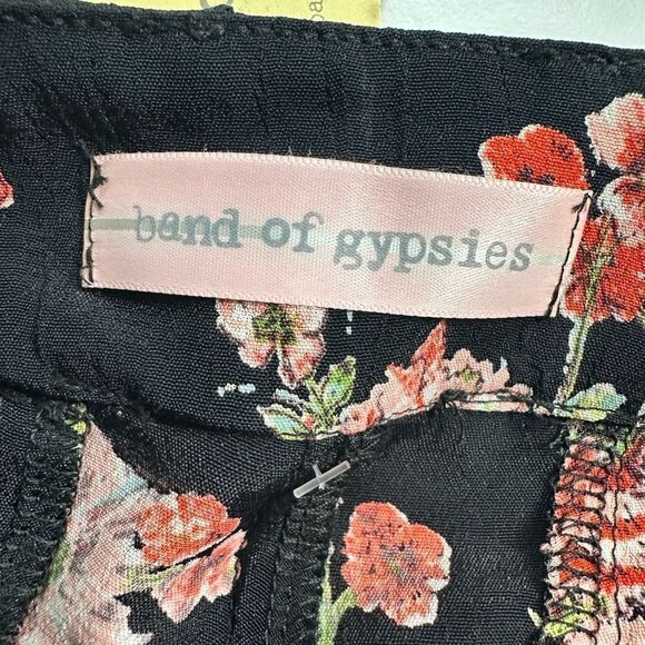 NWT Band of Gypsies Boho Lightweight Black Floral Palazzo Pants - Size Medium - Picture 4 of 6
